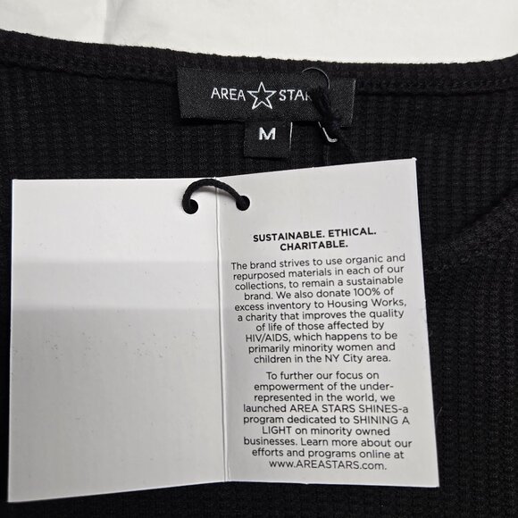 AREA STARS NWT BLACK CROPPED WAFFLE TANK TOP POLY COTTON BLEND SIZE MEDIUM - Picture 9 of 10